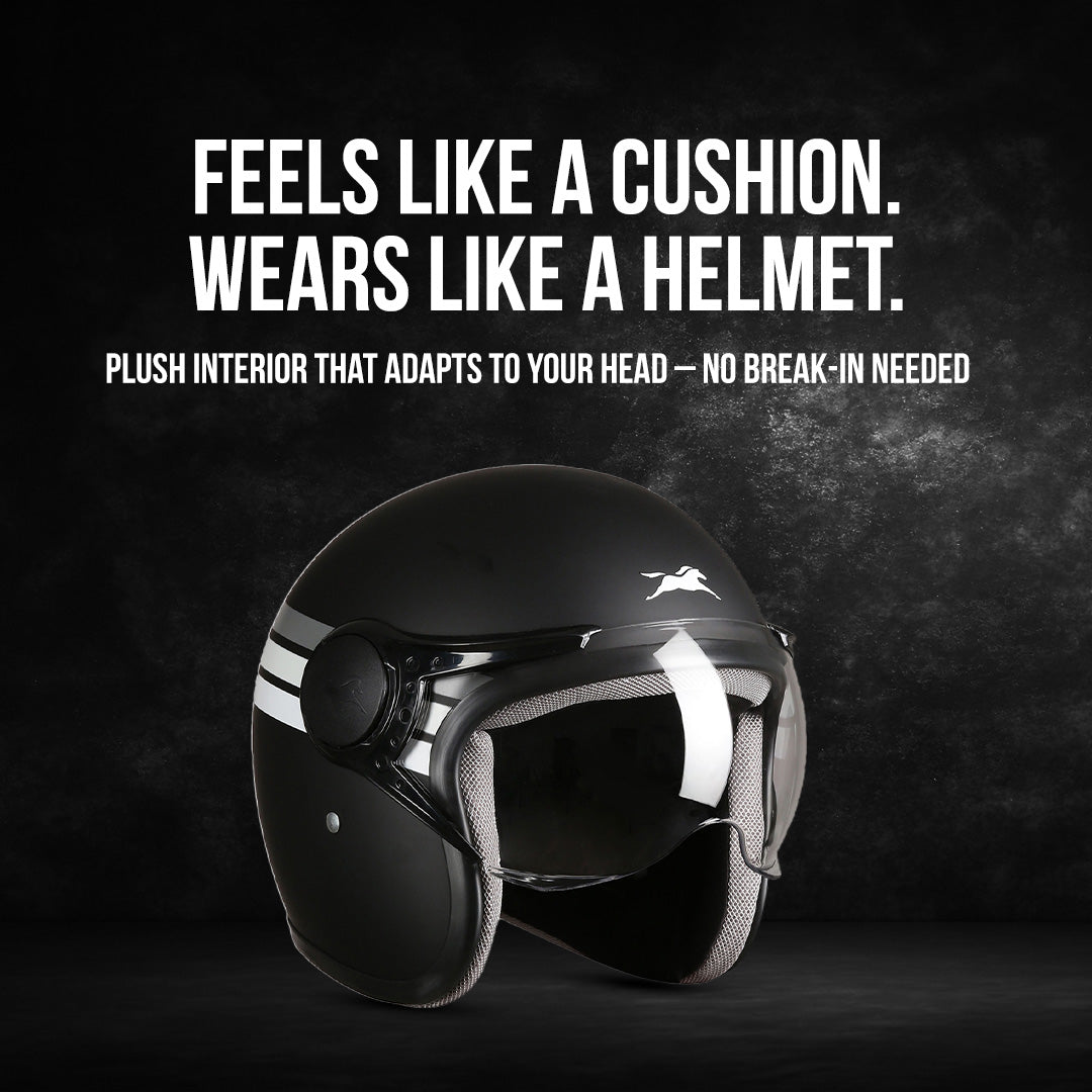 TVS Cruisetown Open Face Helmet – Stylish & Safe Helmet for Riders | ISI & DOT Certified | Premium Protection for Men & Women | Comfortable, Durable & Lightweight Design with Visor